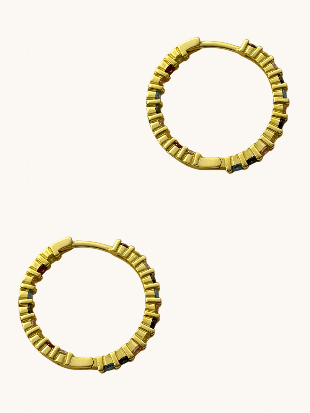 Rear View of Alana Hoop earrings in Sterling Silver with 18K Gold Plating Jewelry for Pierced Ears 18k Plated 925 Metal Stone One Size 5.7gms