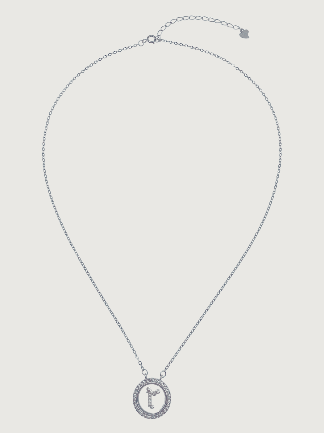 Rear View of Arabic Letter Alif Charm Pendant Necklace in 925 Sterling Silver Comfort Fit Metal 16 inches 4.3gms