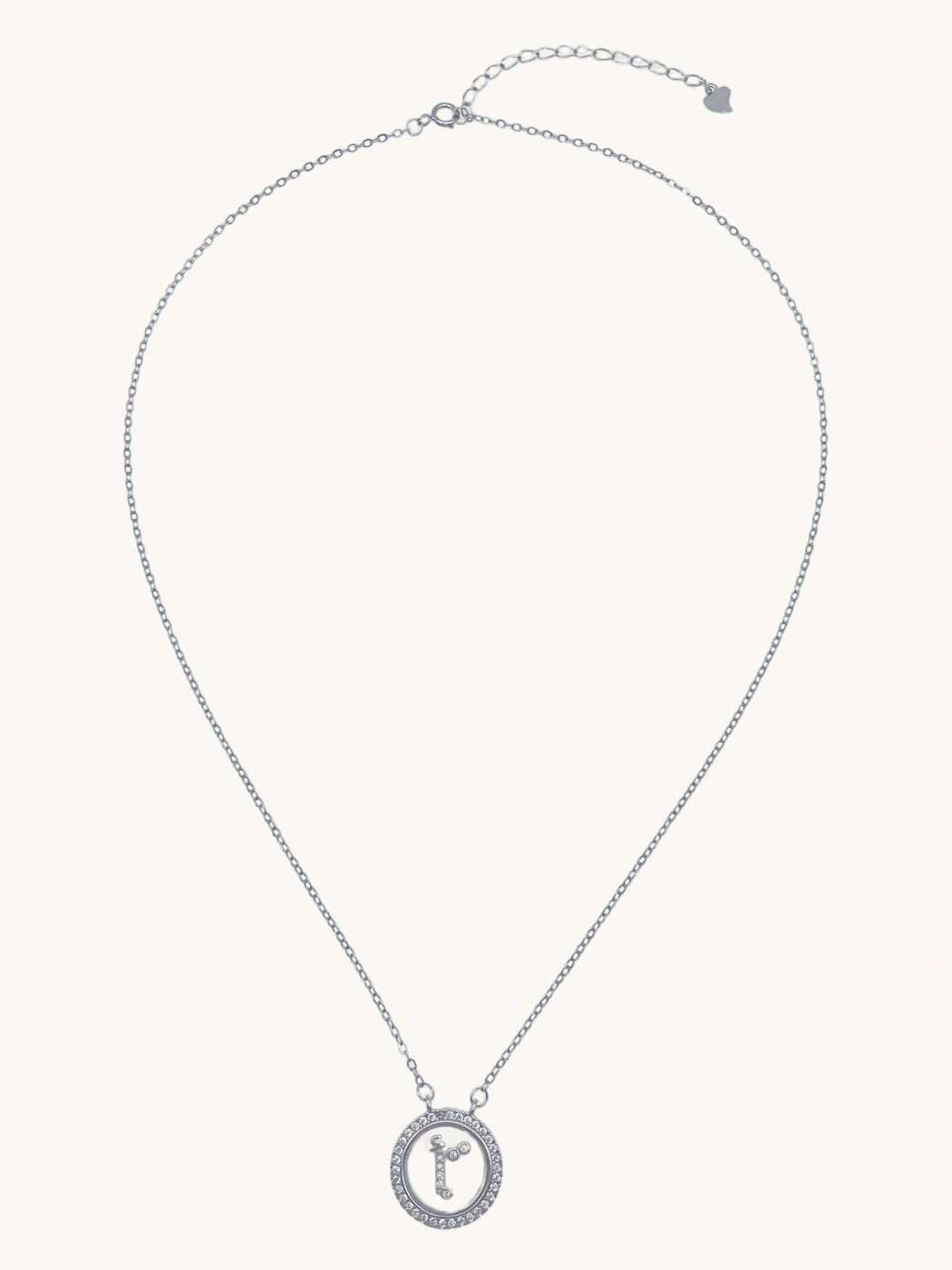 Rear View of Arabic Letter Alif Charm Pendant Necklace in 925 Sterling Silver Comfort Fit Metal 16 inches 4.3gms