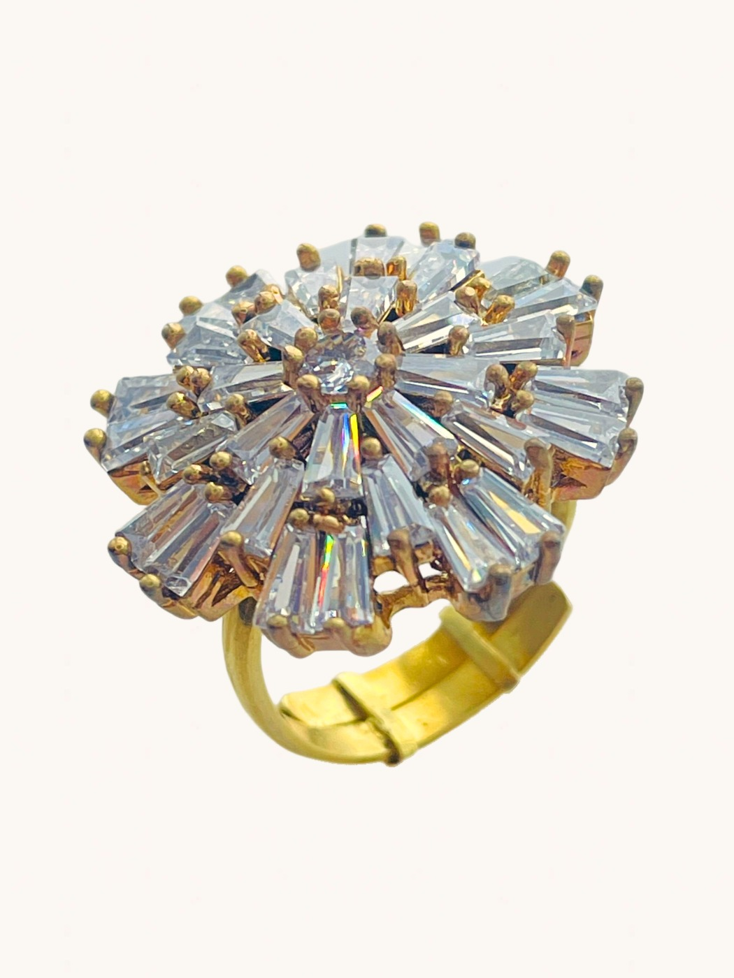 Closeup of Blossom Ring in 18k Gold-Plated Sterling Silver Regular Gold Plated 925 Metal One Size 8gms