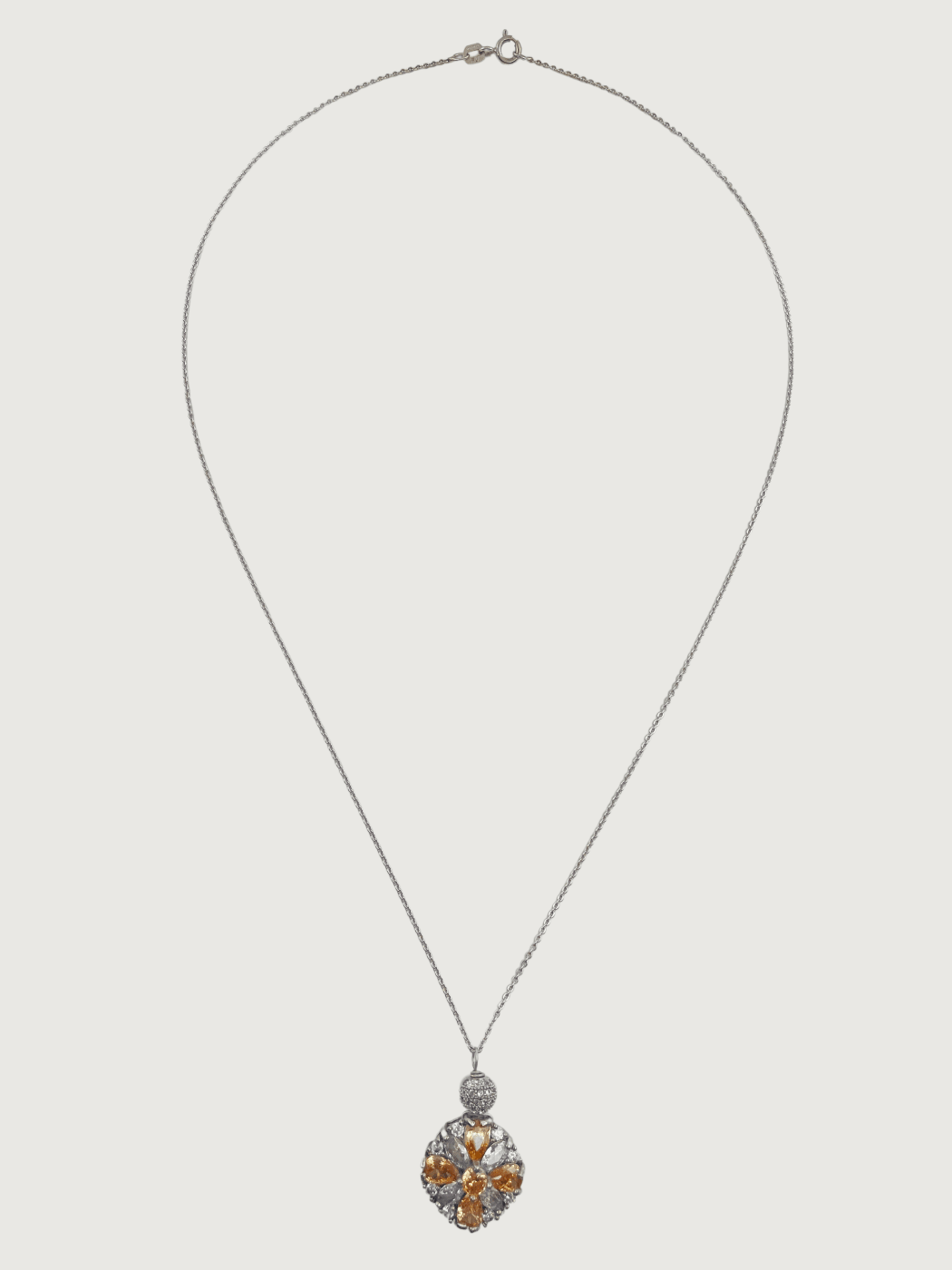 Rear View of Dahlia Pendant Necklace - Silver Fixed Length 925 Sterling Rhodium Plated Brass Metal One Size 5.4gms