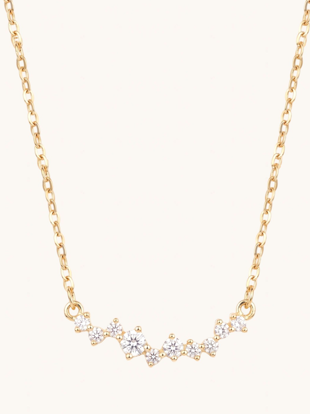 Front View of The Regal Row Necklace-Gold Comfort Fit 18k Gold Plated 925 Sterling Silver One Size 1.6gms