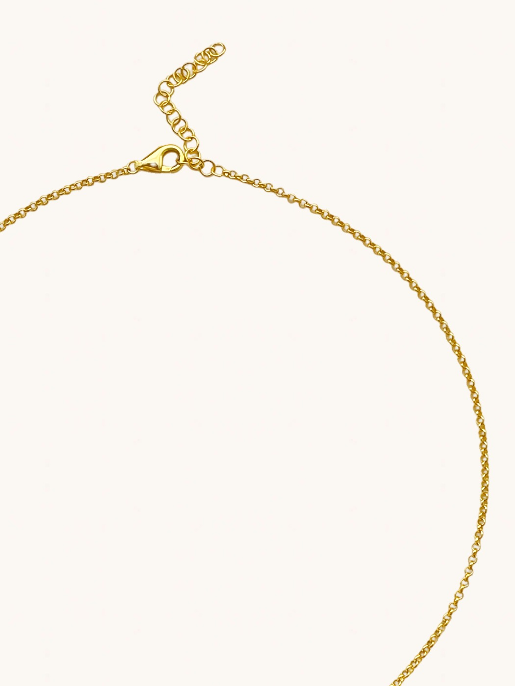 Rear View of Little Princess Hearts and Flower Charm Necklace in 18k Gold Plated Silver Adjustable Length 925 Sterling Metal 14 inches 7.2gms