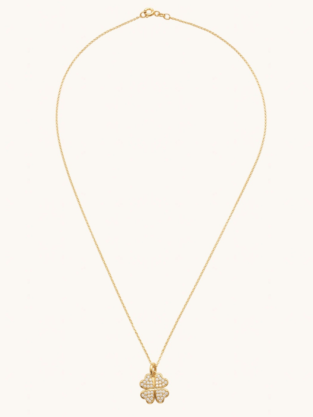 Rear View of Cara Clover Pendant Necklace Set Fixed Length 18k Gold Plated 925 Sterling Silver 16 inches 4.3gms