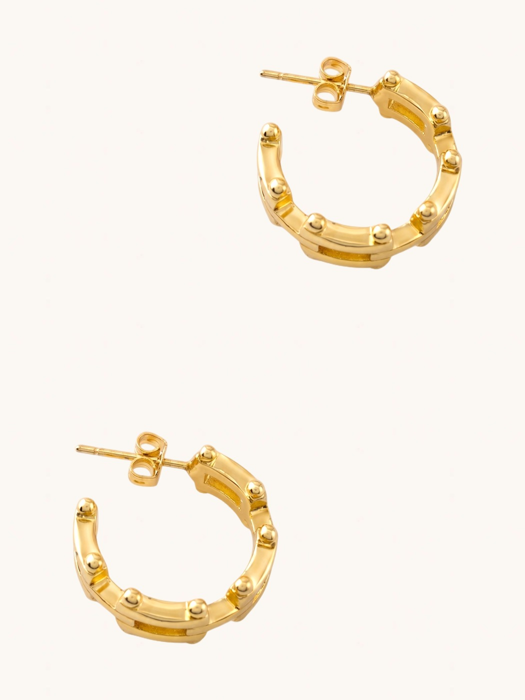 Rear View of Marya Hoop Earrings Jewelry for Pierced Ears Gold Plated Brass One Size 5.8gms
