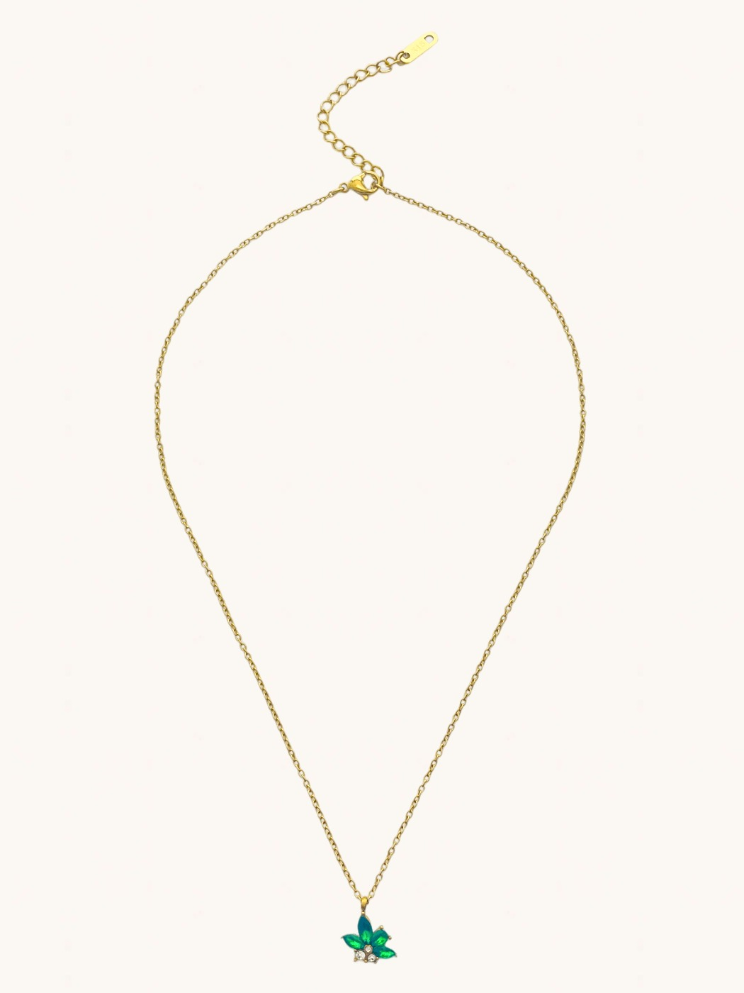 Rear View of Jayda Pendant Necklace in 18k Gold Plated Metal Adjustable Length Steel | Hypoallergenic Tarnish Resistant Sweat Water Stone Eco - Friendly One Size 2.5gms Stainless