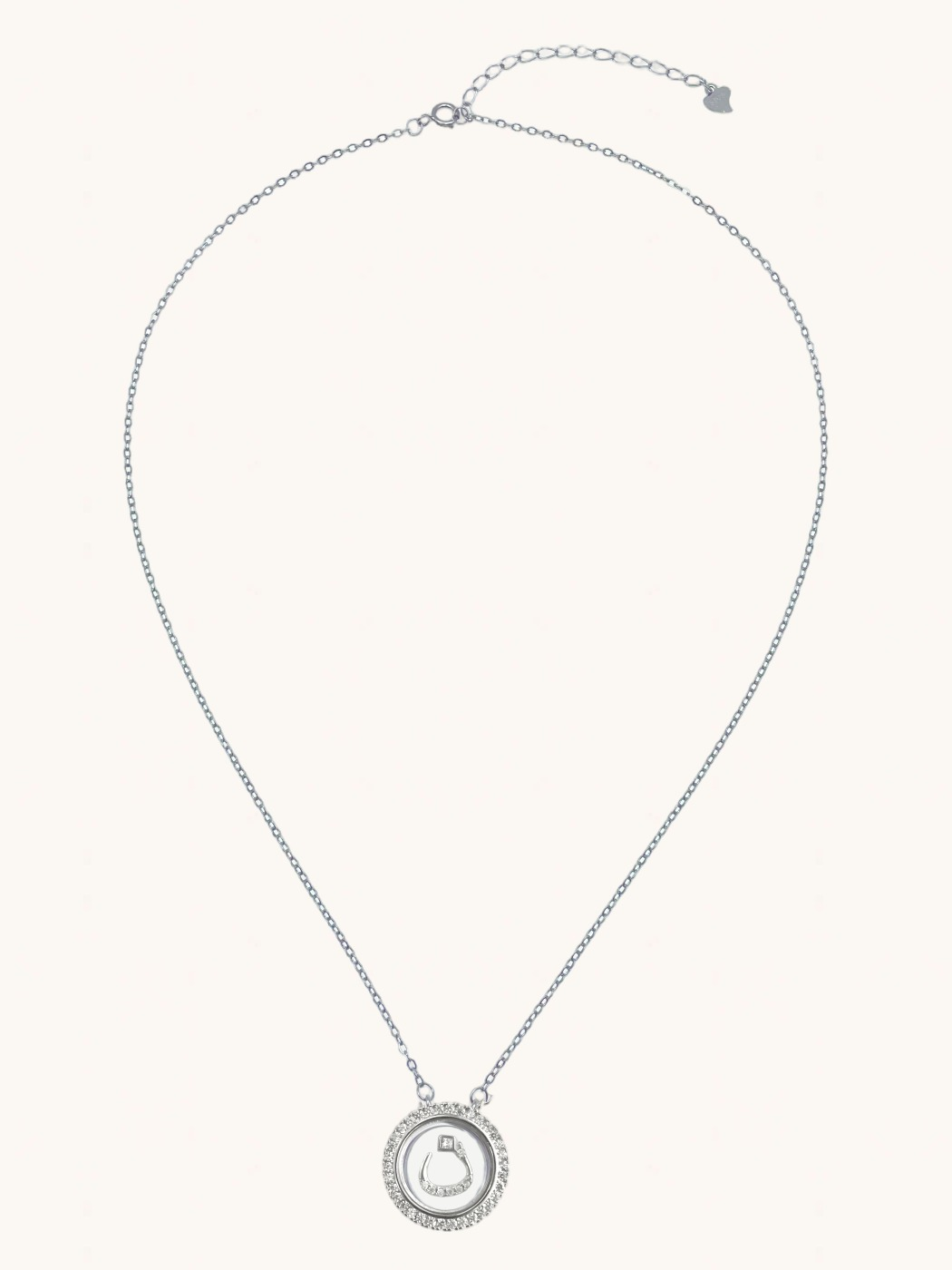 Rear View of Arabic Letter "N" in 925 Sterling Silver Adjustable Length 16 inches 4gms
