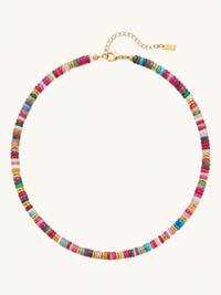 Front View of Miley Multicolor Necklace Adjustable Length 18k Gold Plated Steel | Hypoallergenic Tarnish Resistant Sweat Water One Size 36.6gms Stainless