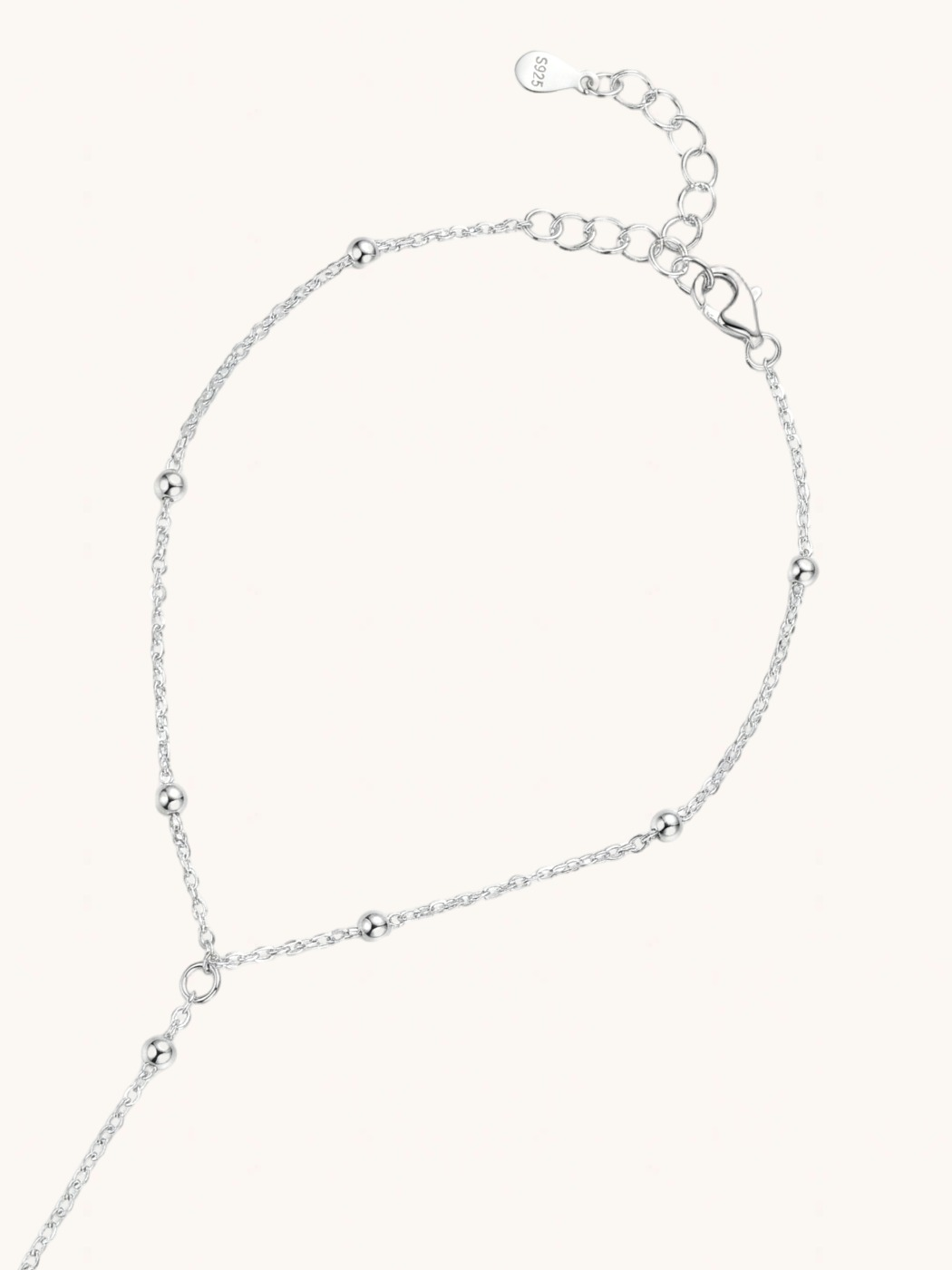 Rear View of Candice Hand Chain Bracelet in 925 Sterling Silver Adjustable Length One Size 1.7gms