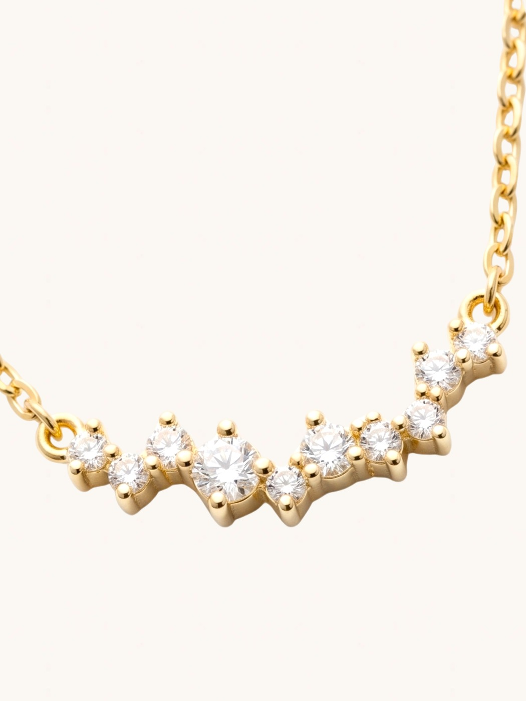 Closeup of The Regal Row Necklace-Gold Comfort Fit 18k Gold Plated 925 Sterling Silver One Size 1.6gms