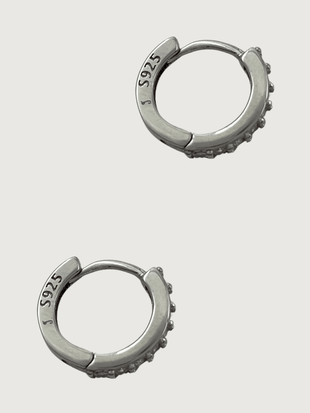 Rear View of Lana Huggie Hoop Earrings In Sterling Silver Jewelry for Pierced Ears 925 Metal Stone One Size 1.9gms