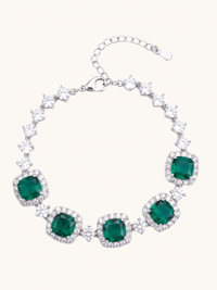 Front View of Martina Bracelet-Green Comfort Fit Rhodium Plated Copper Metal 8 inches 13.7gms Brass