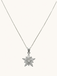 Front View of Belle Snowflake Necklace in Sterling Silver Fixed Length 925 Metal One Size 3.2gms
