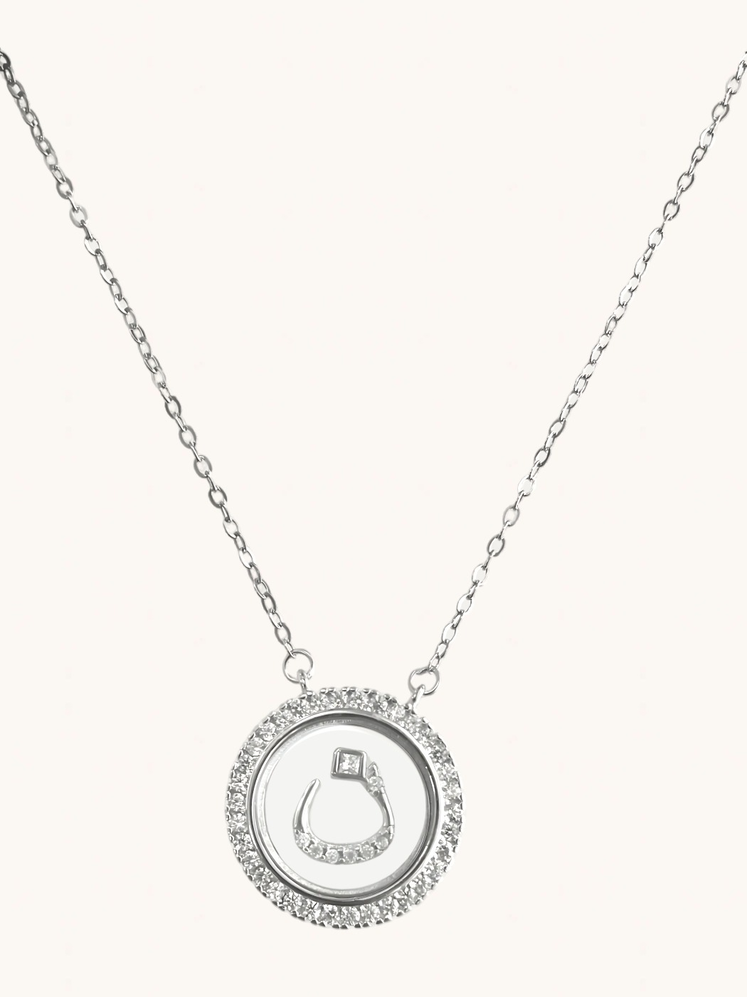 Front View of Arabic Letter "N" in 925 Sterling Silver Adjustable Length 16 inches 4gms