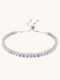 Front View of Zara Tennis Bracelet Adjustable Length 925 Sterling Silver 10 inches 9.3gms