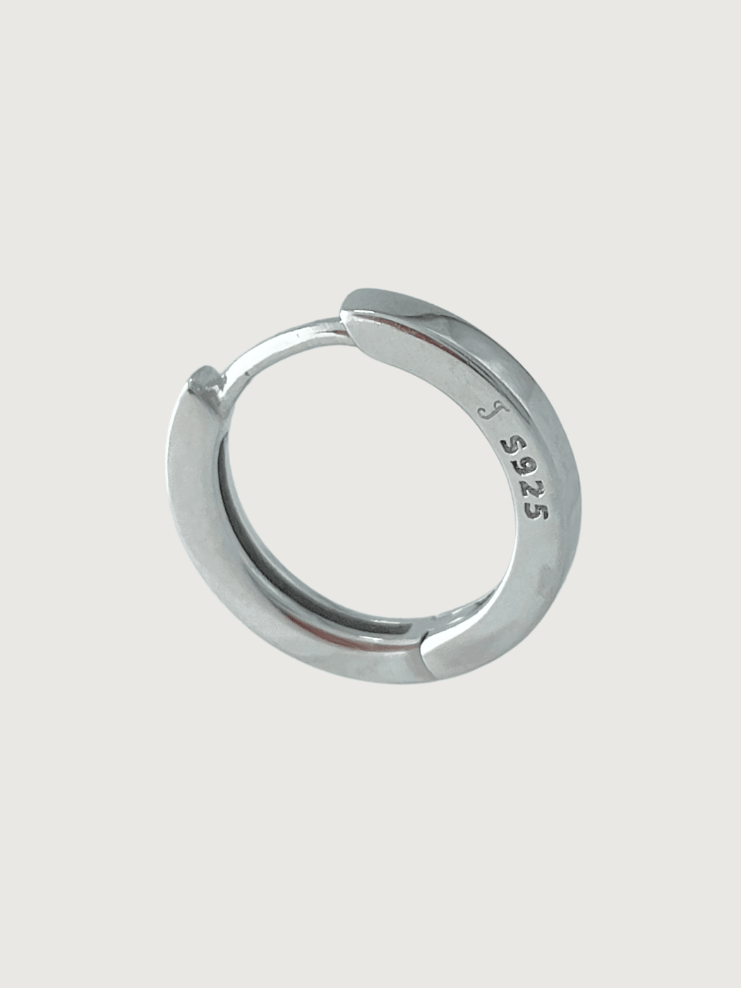 Closeup of Sara Hoop Earrings in Sterling Silver Jewelry for Pierced Ears 925 Metal One Size 2.6gms