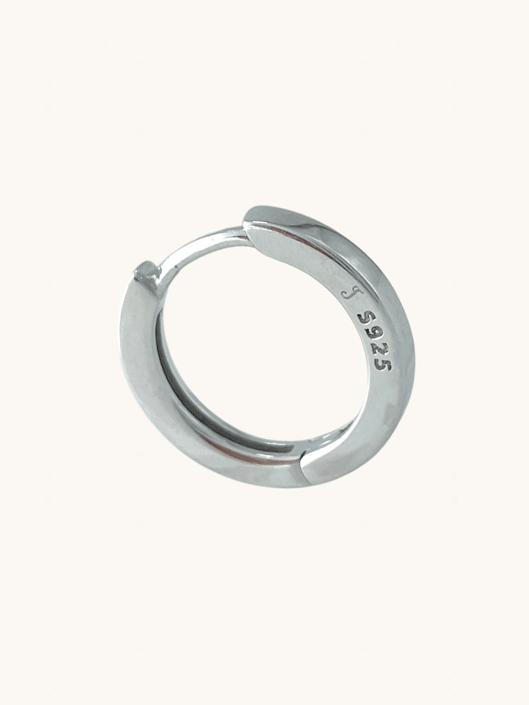 Closeup of Sara Hoop Earrings in Sterling Silver Jewelry for Pierced Ears 925 Metal One Size 2.6gms