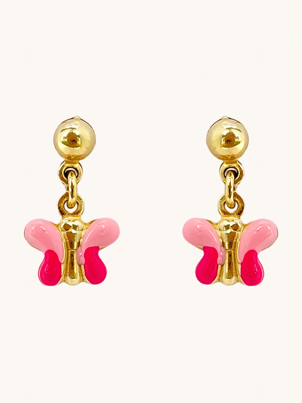 Front View of Little Princess Butterfly Earrings in 18k Gold Plated sterling silver Jewelry for Pierced Ears 925 Sterling Silver Metal One Size 1.6gms