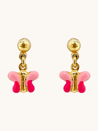 Front View of Little Princess Butterfly Earrings in 18k Gold Plated sterling silver Jewelry for Pierced Ears 925 Sterling Silver Metal One Size 1.6gms