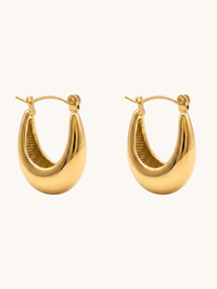 Front View of Mia Moon Bucket Earrings Jewelry for Pierced Ears 18k Gold Plated Steel | Hypoallergenic Tarnish Resistant Sweat Water Eco - Friendly One Size 6.1gms Stainless