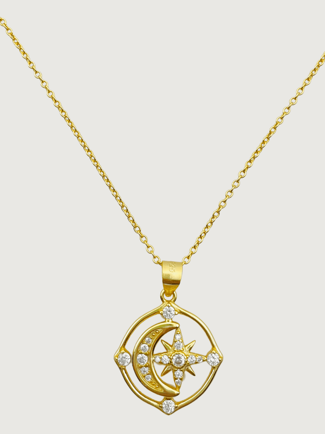 Front View of Maha Pendant Necklace in 18k Gold-Plated Sterling Silver Adjustable Length Gold Plated 925 Metal One Size 3.3gms