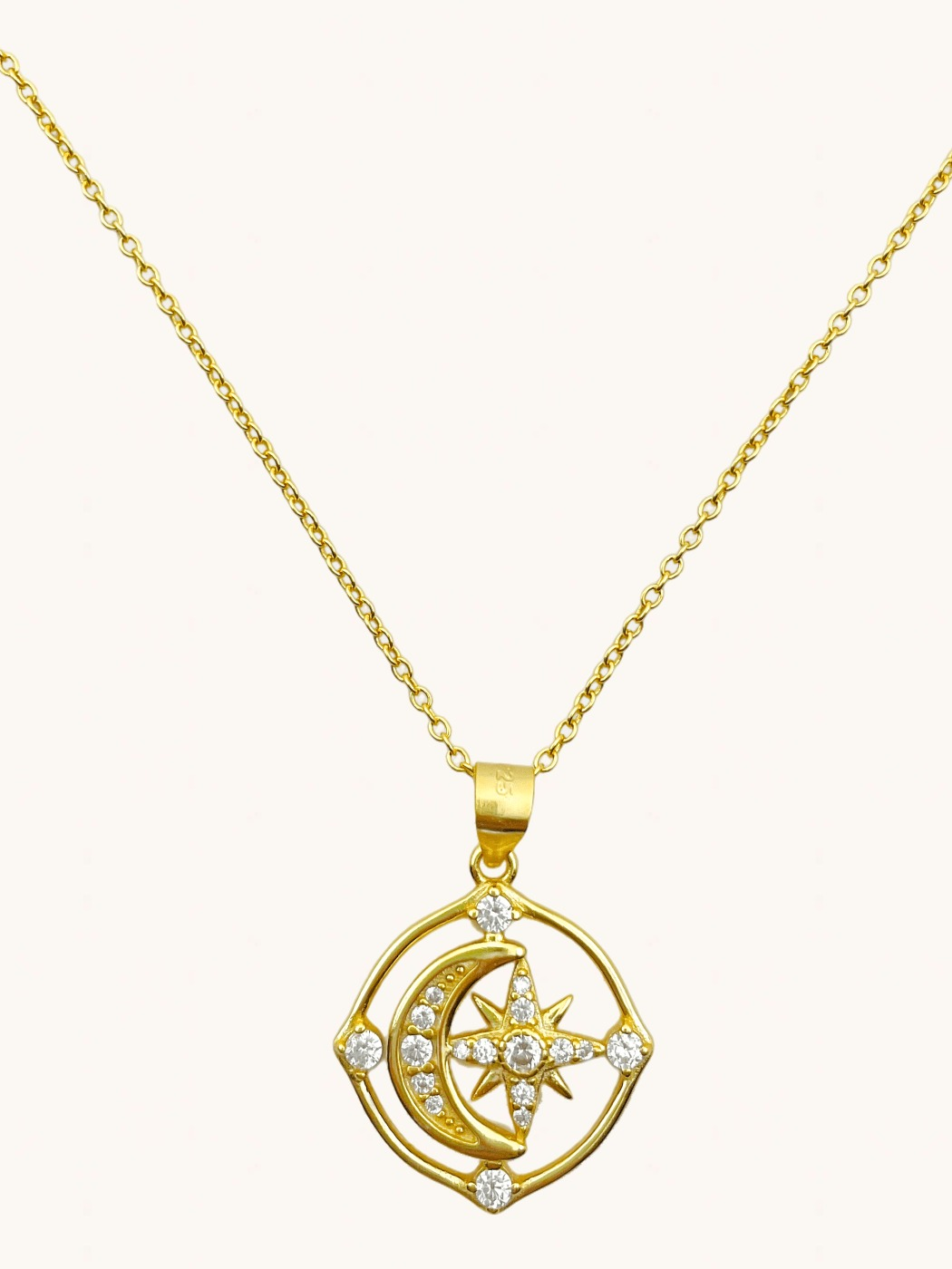 Front View of Maha Pendant Necklace in 18k Gold-Plated Sterling Silver Adjustable Length Gold Plated 925 Metal One Size 3.3gms