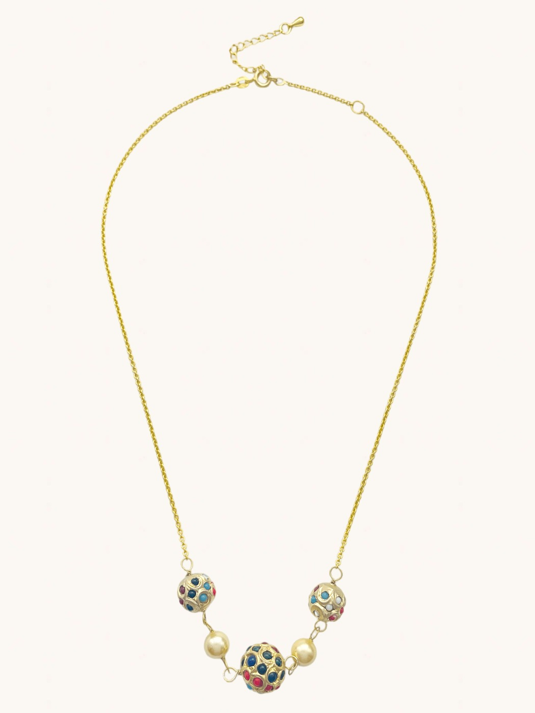 Rear View of Neda Necklace in 18K Gold Plated Sterling Silver Adjustable Length 18k 925 Brass Metal Stone One Size 7.2gms