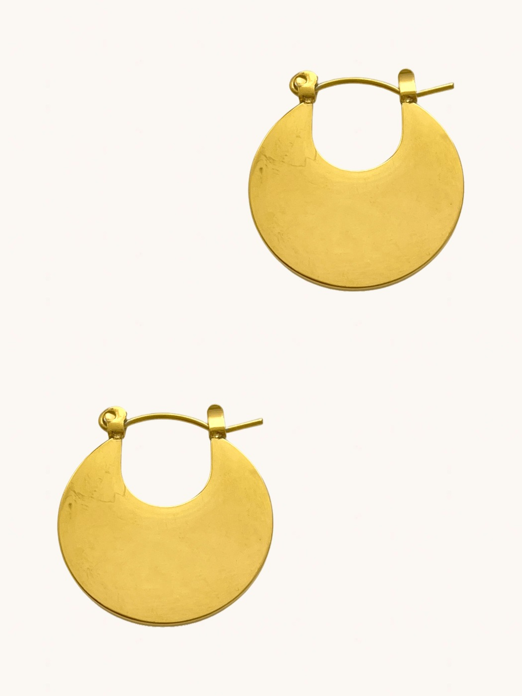 Rear View of Joana Black Hoop earrings in 18k Gold Plated Metal Jewelry for Pierced Ears Steel | Hypoallergenic Tarnish Resistant Sweat Water Stone Eco - Friendly One Size 5.9gms