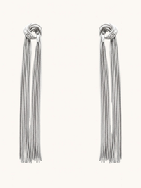 Front View of Clara Tassel Earrings Jewelry for Pierced Ears Rhodium Plated Copper 925 Sterling Silver One Size 15.5gms