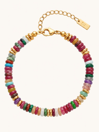 Front View of Miley Multicolor Bracelet Adjustable Length 18k Gold Plated Steel | Hypoallergenic Tarnish Resistant Sweat Water One Size 14gms Stainless