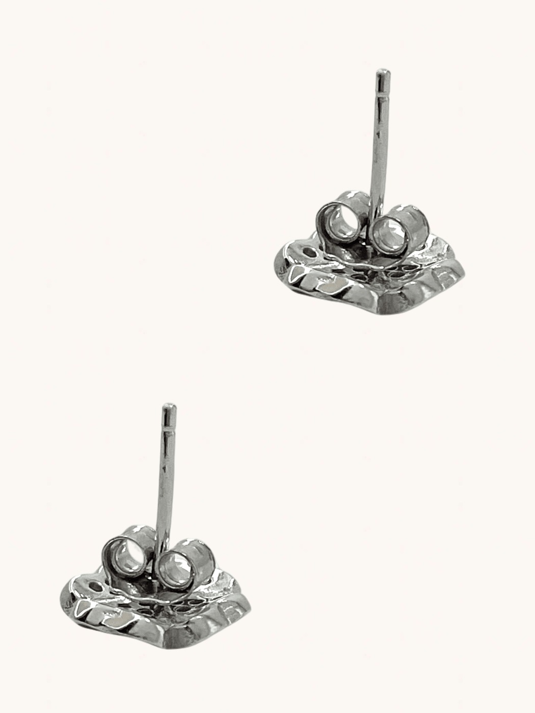 Rear View of Cara Clover Stud Earrings in 925 Sterling Silver Jewelry for Pierced Ears 9.6 mm 1.8gms