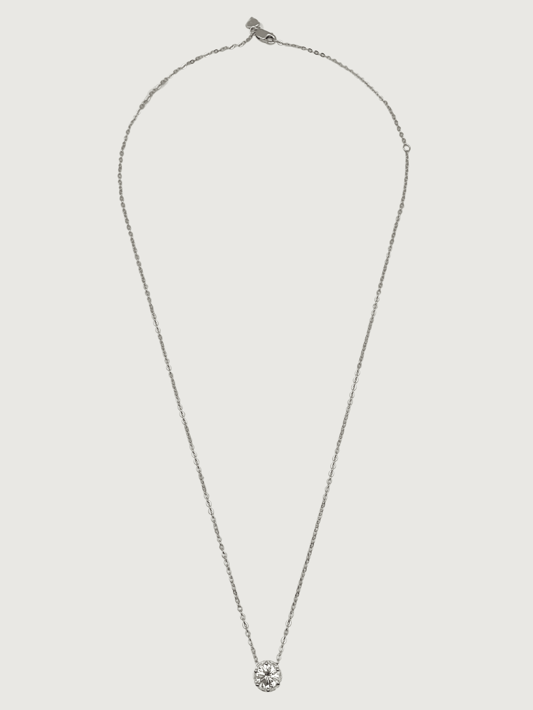 Rear View of Ava Solitaire Pendant in Rhodium Plated Sterling Silver Adjustable Length 925 Metal Stone One Size 2.7gms