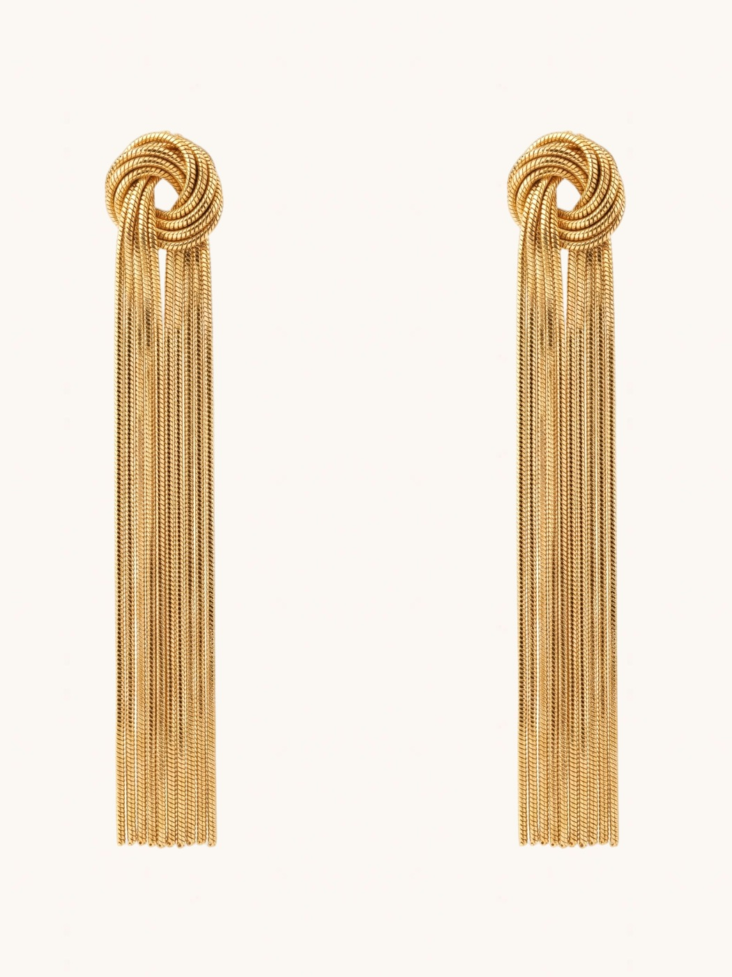 Front View of Clara Tassel Earrings Jewelry for Pierced Ears Gold Plated Copper 18k 925 Sterling Silver One Size 15.5gms