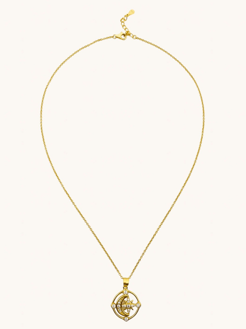 Rear View of Maha Pendant Necklace in 18k Gold-Plated Sterling Silver Adjustable Length Gold Plated 925 Metal One Size 3.3gms