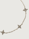 Closeup of Irene Star Charm Bracelet in 925 Sterling Silver Adjustable Length Metal 7.5 inches 1.3gms