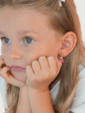 Model Wearing Little Princess Dolly Dangle Earrings in 18K Gold Plated Sterling Silver Jewelry for Pierced Ears 18k 925 Metal 10 cm 2.2gms