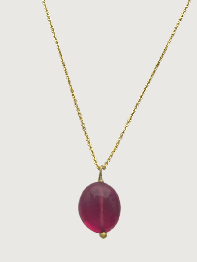 Front View of Gold-Plated Tumble Stone Pendant Necklace Fixed Length 18k Gold Plated 925 Sterling Silver Metal One Size 3.3gms