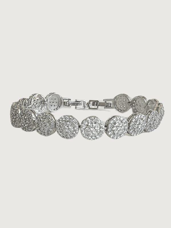 Miral Disc Bracelet in Rhodium Plated Metal