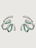Front View of Zarifah Ribbon Earrings in Sterling Silver Jewelry for Pierced Ears 925 Metal Stone One Size 7.6gms