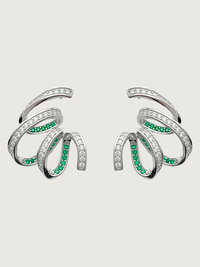 Front View of Zarifah Ribbon Earrings in Sterling Silver Jewelry for Pierced Ears 925 Metal Stone One Size 7.6gms
