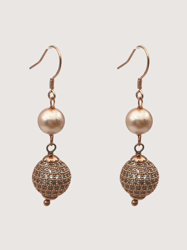 Front View of Lara Earrings in Sterling Silver with 18K Rose Gold Plating Jewelry for Pierced Ears 18k Plated 925 Metal Stone One Size 8gms