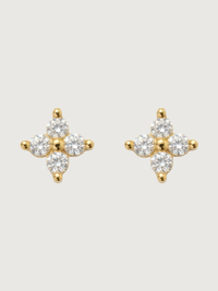 Front View of Irene Star Stud Earrings in 18K Gold Plated Sterling Silver Jewelry for Pierced Ears 18k 925 0.6gms