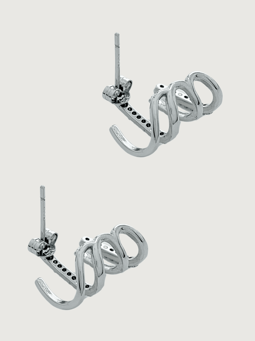 Rear View of Carla Claw Stud Earrings in Sterling Silver Jewelry for Pierced Ears 925 Metal Stone One Size 2.4gms