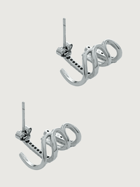Rear View of Carla Claw Stud Earrings in Sterling Silver Jewelry for Pierced Ears 925 Metal Stone One Size 2.4gms