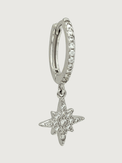 Front View of Stella Star Single Earring in Sterling Silver Jewelry for Pierced Ears 925 Metal Stone One Size 0.7gms