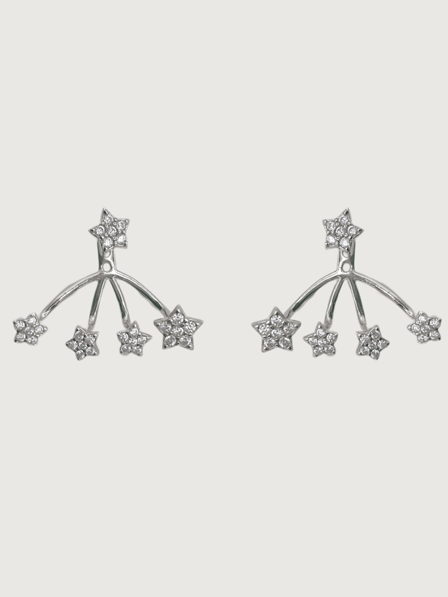 Front View of Gia Ear Jacket Earrings in 925 Sterling Silver Jewelry for Pierced Ears Metal 2 cm 2.2gms