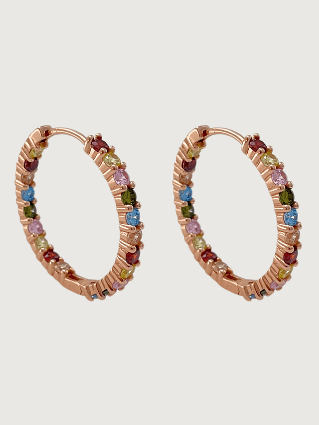 Front View of Alana Hoop Earrings in Sterling Silver with 18K Rose Gold Plating Jewelry for Pierced Ears 18k Plated 925 Metal Stone One Size 5.7gms