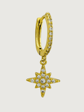 Front View of Stella Star Single Earring in 18k Gold-plated Sterling Silver Jewelry for Pierced Ears Gold Plated 925 Metal Stone One Size 0.7gms