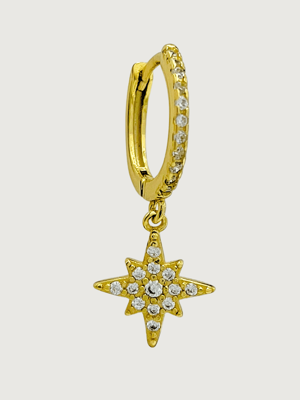 Front View of Stella Star Single Earring in 18k Gold-plated Sterling Silver Jewelry for Pierced Ears Gold Plated 925 Metal Stone One Size 0.7gms