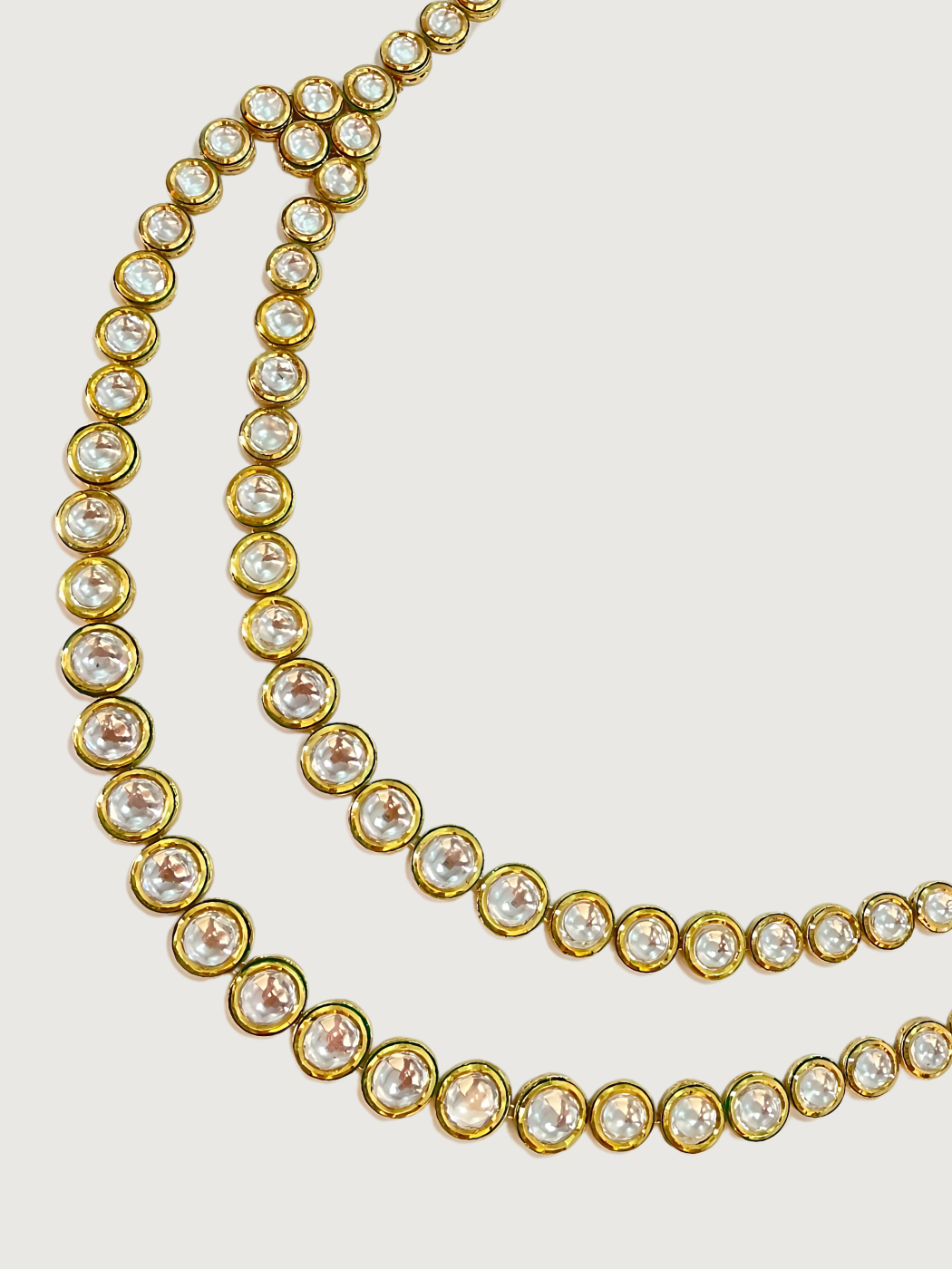 Devika Polki Necklace & Drop Earrings Set in Gold Plated Metal Fixed Length Brass One Size 120.4gms